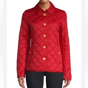 Sam Edelman Quited Lightweight Jacket Logo Gold Buttons Red Sz XS Women